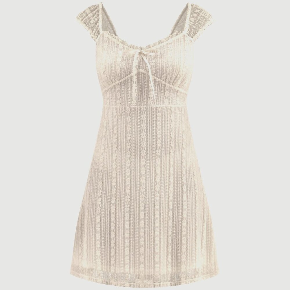 NWT, SZ L (12-14) Stretch Lace Mini Dress, Ivory